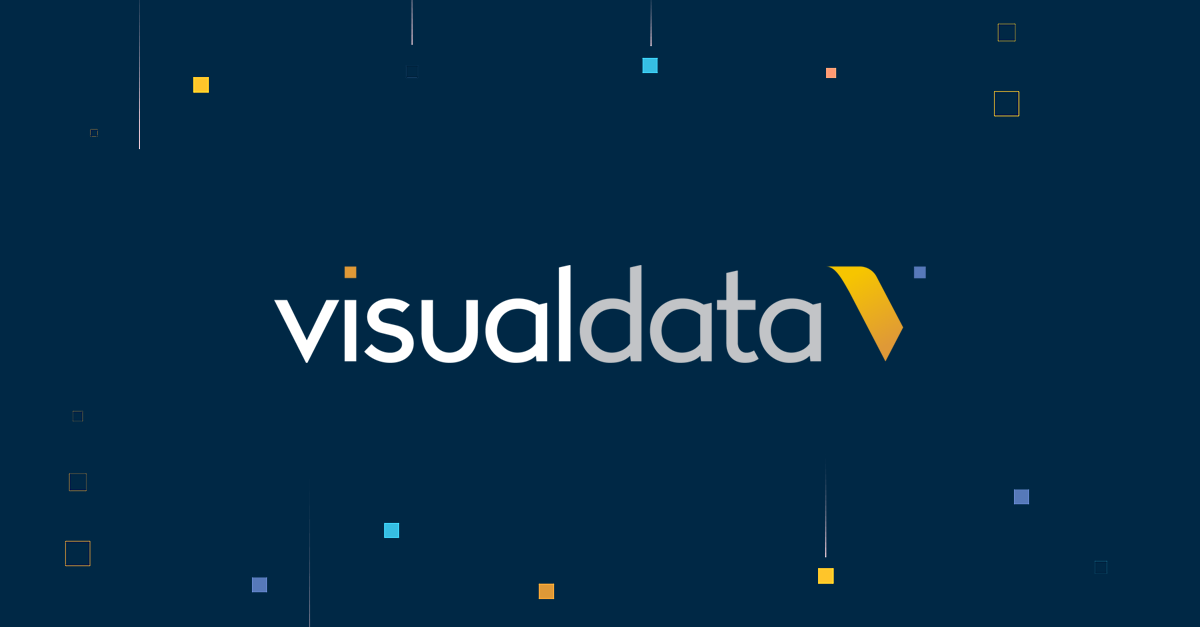 Visual Data logo surrounded by small squares